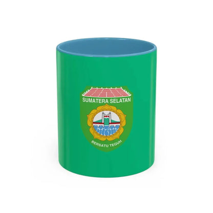 Flag of South Sumatra Indonesia - Accent Coffee Mug 11oz Light Blue - Go Mug Yourself