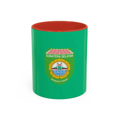 Flag of South Sumatra Indonesia - Accent Coffee Mug 11oz Red - Go Mug Yourself