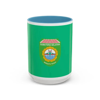 Flag of South Sumatra Indonesia - Accent Coffee Mug 15oz Light Blue - Go Mug Yourself
