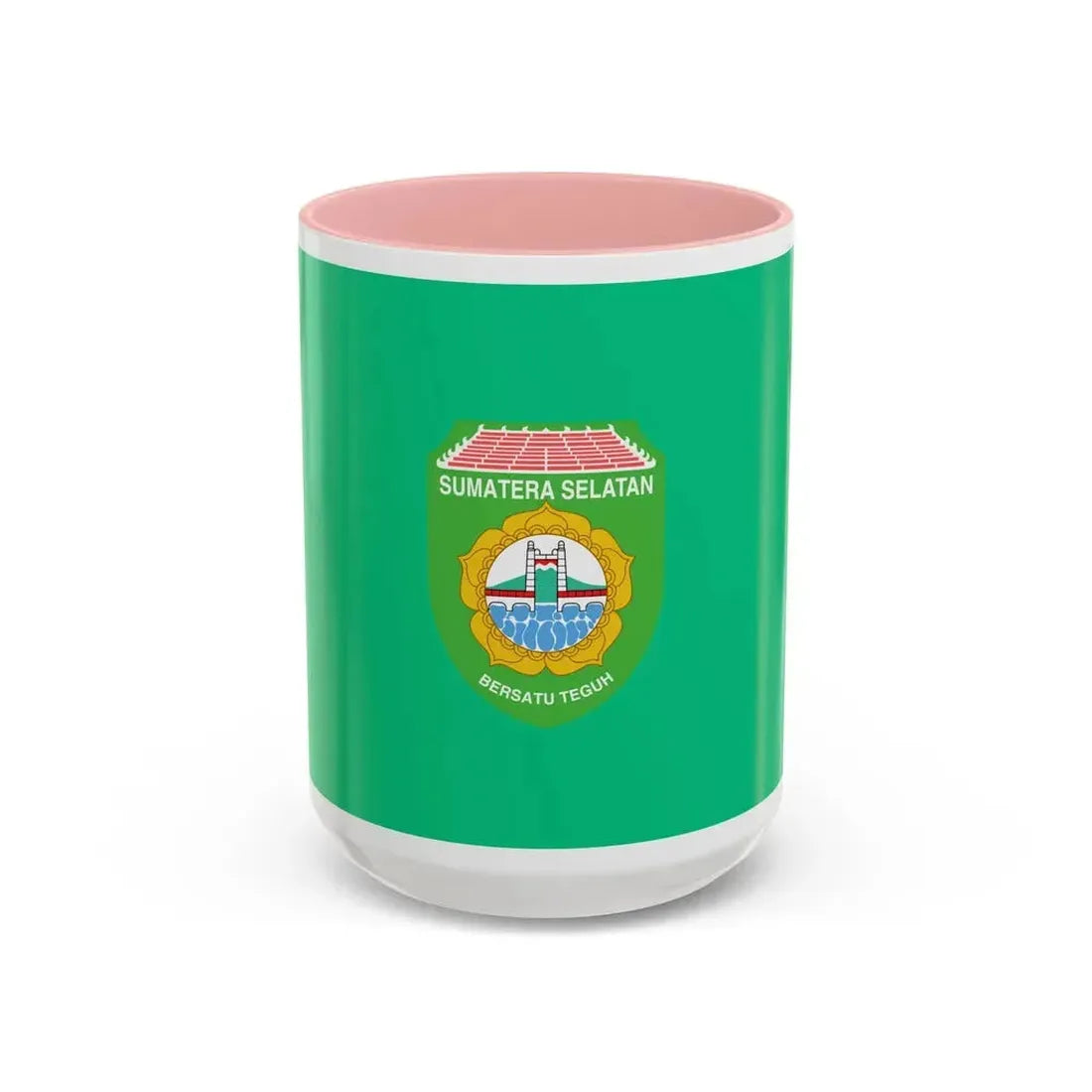 Flag of South Sumatra Indonesia - Accent Coffee Mug 15oz Pink - Go Mug Yourself