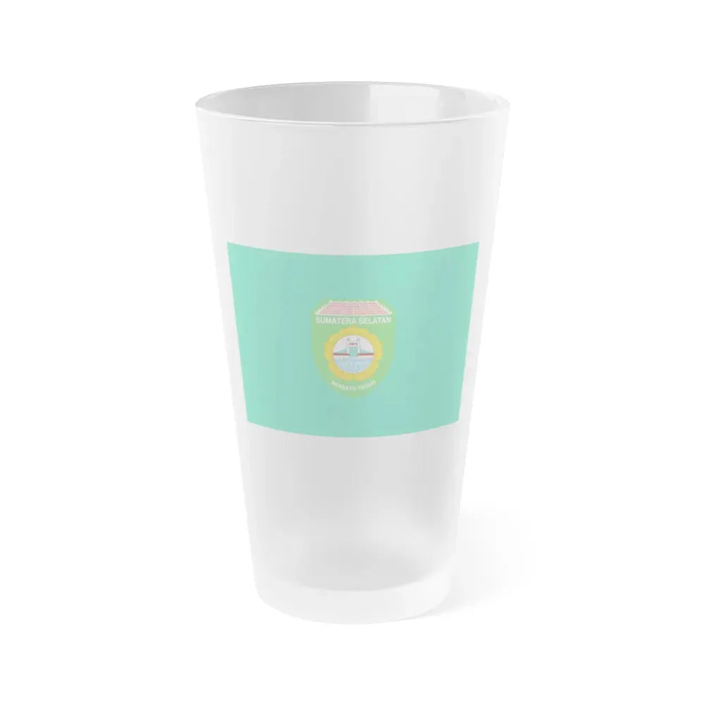 Flag of South Sumatra Indonesia - Frosted Pint Glass 16oz 16oz Frosted - Go Mug Yourself