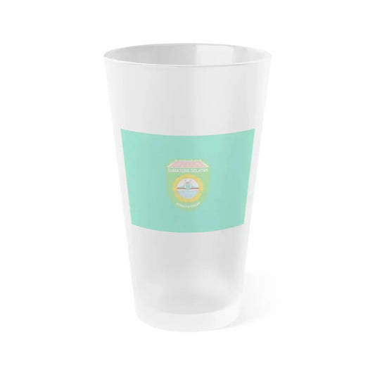 Flag of South Sumatra Indonesia - Frosted Pint Glass 16oz 16oz Frosted - Go Mug Yourself