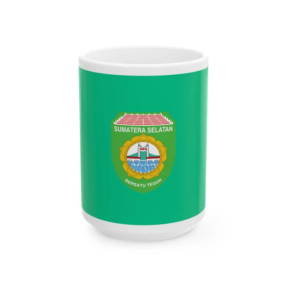 Flag of South Sumatra Indonesia - White Coffee Mug-15oz-Go Mug Yourself