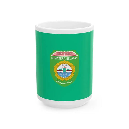 Flag of South Sumatra Indonesia - White Coffee Mug 15oz - Go Mug Yourself