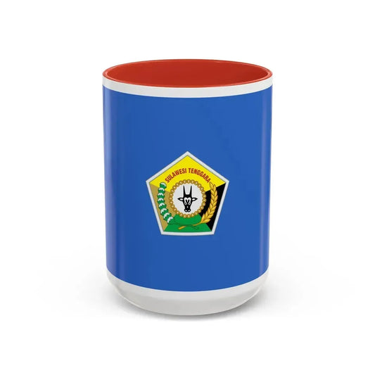 Flag of Southeast Sulawesi Indonesia - Accent Coffee Mug 15oz Red - Go Mug Yourself