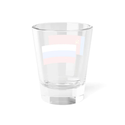Flag of Soviet Russia behind Flag of Russian Federation (Russia) Shot Glass 1.5oz - Go Mug Yourself
