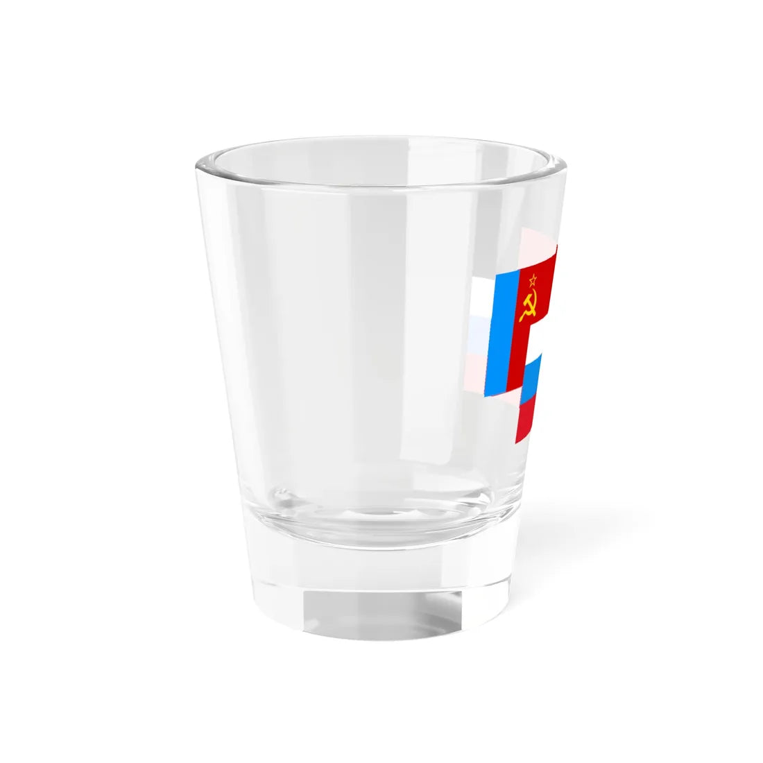 Flag of Soviet Russia behind Flag of Russian Federation (Russia) Shot Glass 1.5oz - Go Mug Yourself