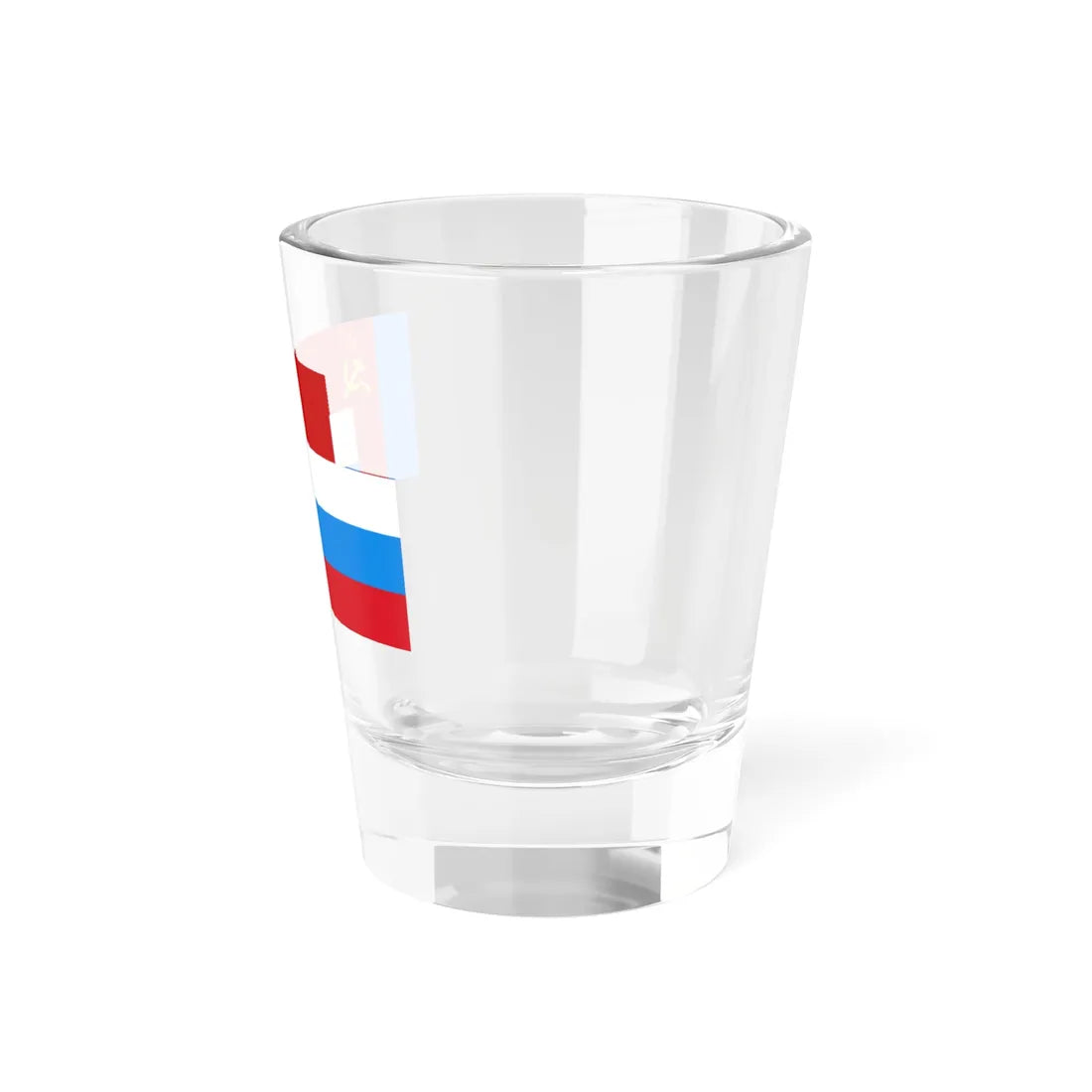 Flag of Soviet Russia behind Flag of Russian Federation (Russia) Shot Glass 1.5oz - Go Mug Yourself