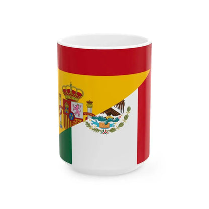 Flag of Spain and Mexico (Mexico) White Coffee Mug 15oz - Go Mug Yourself
