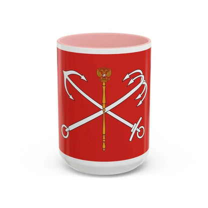 Flag of St Petersburg Russia - Accent Coffee Mug 15oz Pink - Go Mug Yourself