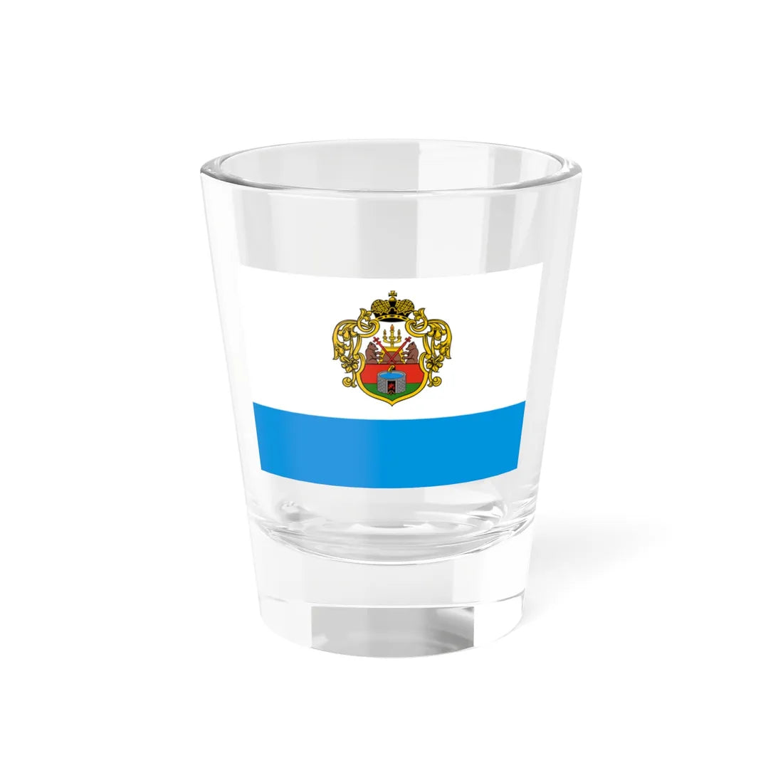 Flag of Starorussky rayon Novgorod oblast (Russia) Shot Glass 1.5oz 1.5oz - Go Mug Yourself