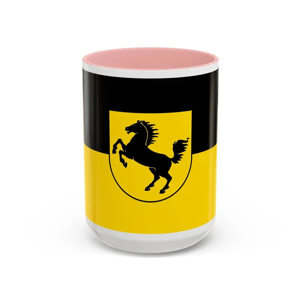 Flag of Stuttgart Germany - Accent Coffee Mug 15oz Pink - Go Mug Yourself