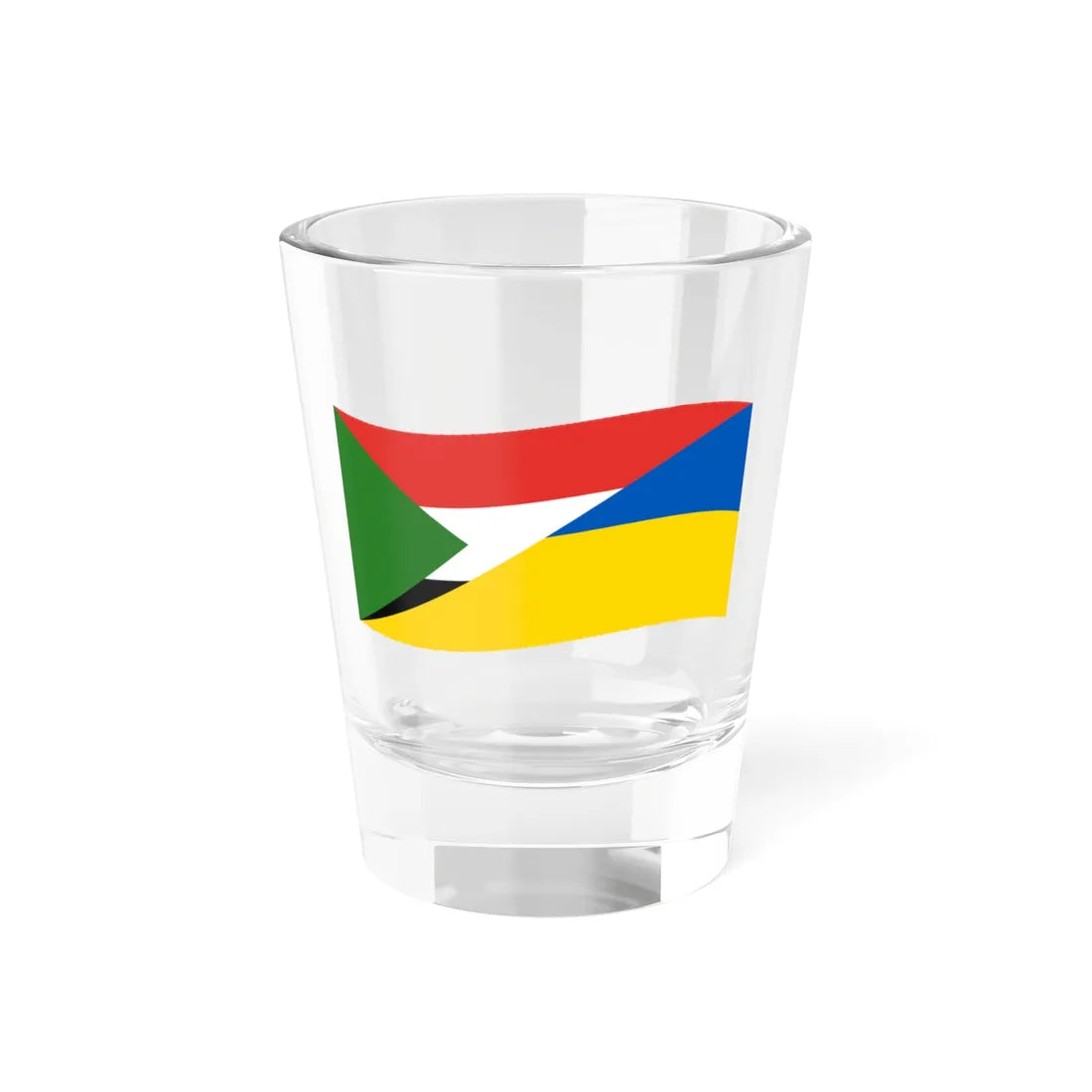Flag of Sudan and Ukraine with waves (Sudan) Shot Glass 1.5oz 1.5oz - Go Mug Yourself