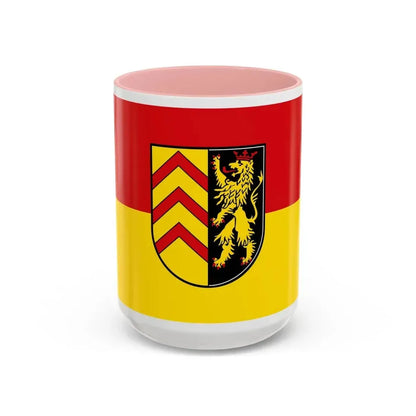 Flag of Suedwestpfalz Germany - Accent Coffee Mug 15oz Pink - Go Mug Yourself