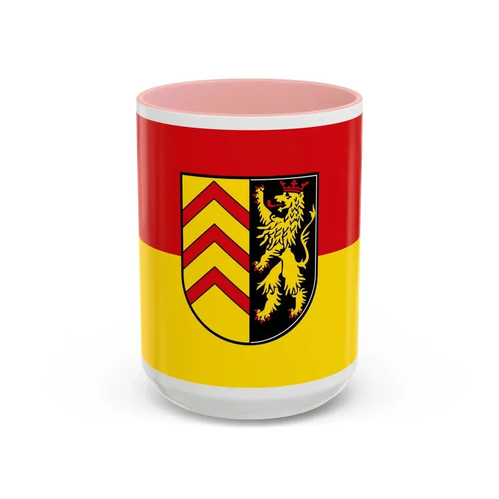 Flag of Suedwestpfalz Germany - Accent Coffee Mug 15oz Pink - Go Mug Yourself