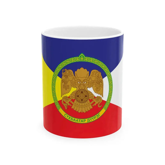 Flag of Sukhbaatar district Ulaanbaatar (Mongolia) White Coffee Mug 11oz - Go Mug Yourself