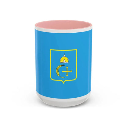 Flag of Sumy Oblast Ukraine - Accent Coffee Mug 15oz Pink - Go Mug Yourself