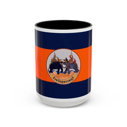 Flag of Suphan Buri Province Thailand - Accent Coffee Mug 15oz Black - Go Mug Yourself