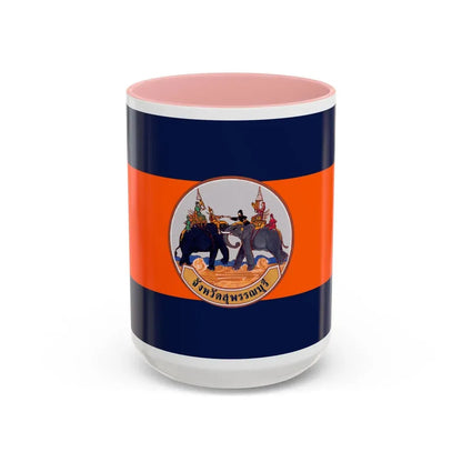 Flag of Suphan Buri Province Thailand - Accent Coffee Mug 15oz Pink - Go Mug Yourself