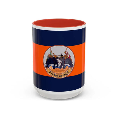 Flag of Suphan Buri Province Thailand - Accent Coffee Mug 15oz Red - Go Mug Yourself