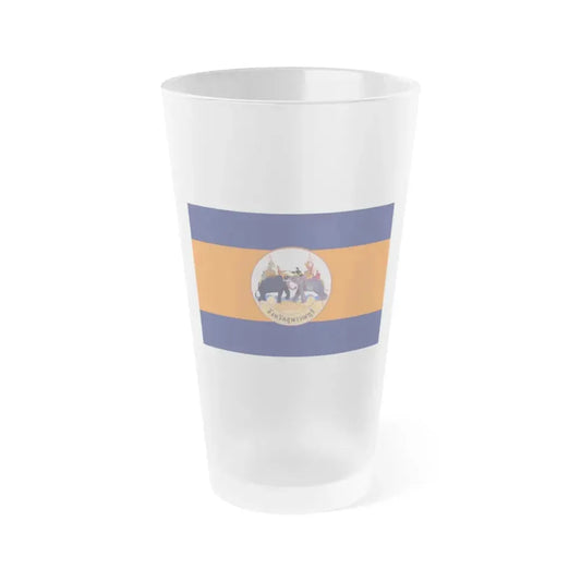 Flag of Suphan Buri Province Thailand - Frosted Pint Glass 16oz 16oz Frosted - Go Mug Yourself