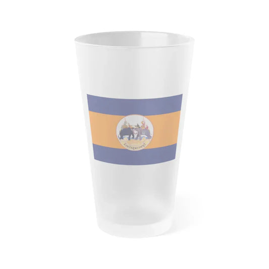 Flag of Suphan Buri Province Thailand - Frosted Pint Glass 16oz 16oz Frosted - Go Mug Yourself