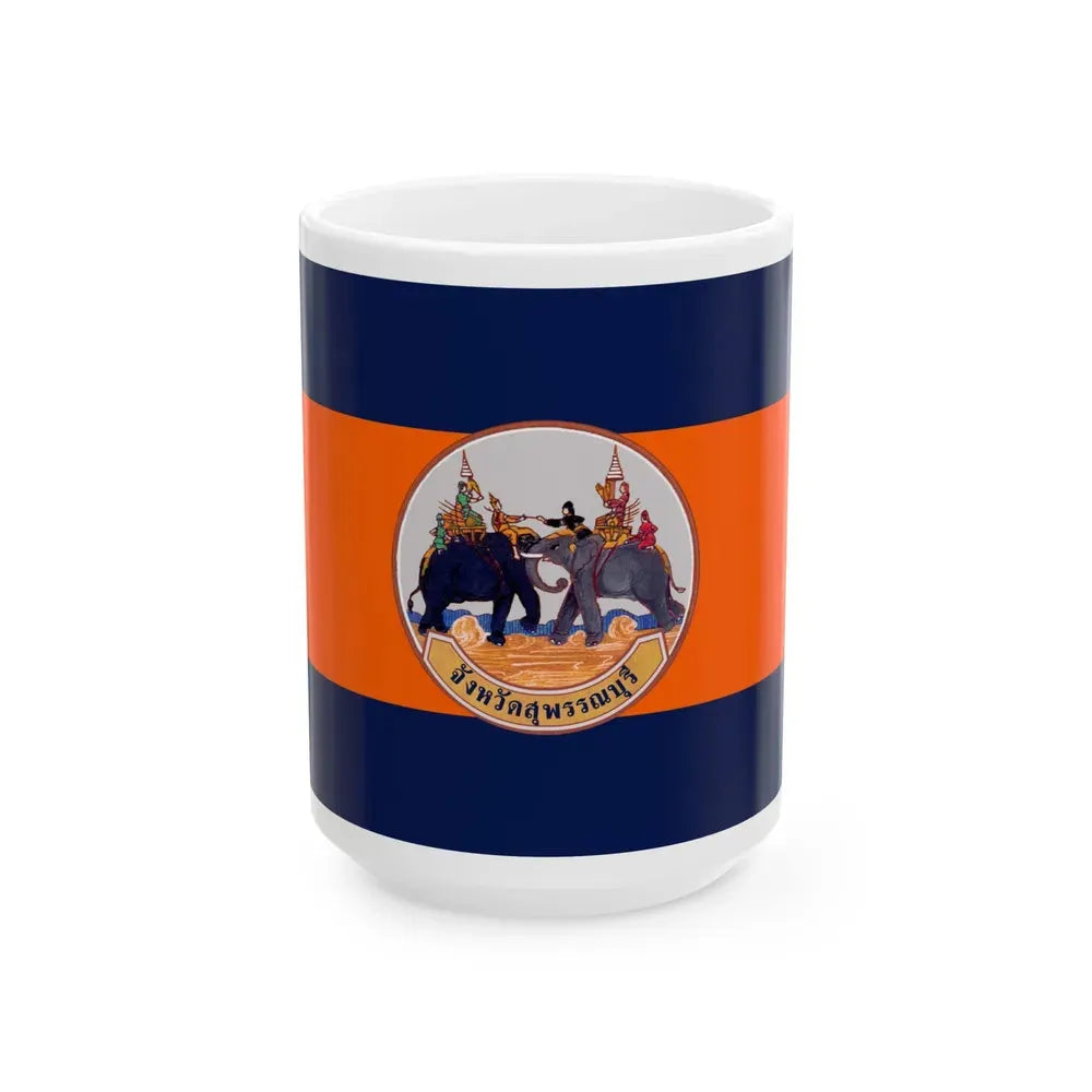 Flag of Suphan Buri Province Thailand - White Coffee Mug 15oz - Go Mug Yourself
