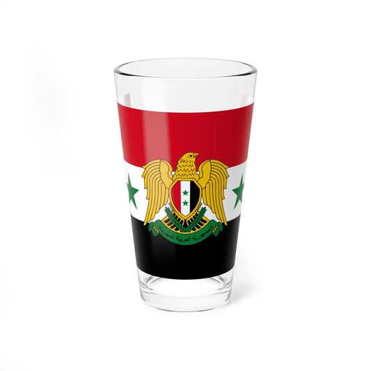 Flag of Syria 1980-2024 with coat of arms (Syria) Pint Glass 16oz 16oz - Go Mug Yourself