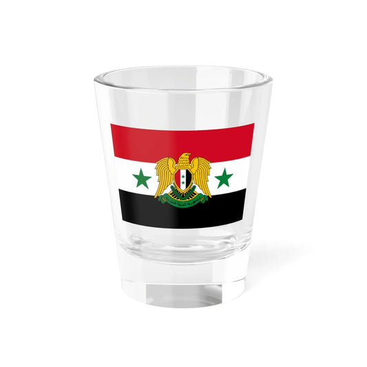 Flag of Syria 1980-2024 with coat of arms (Syria) Shot Glass 1.5oz 1.5oz - Go Mug Yourself