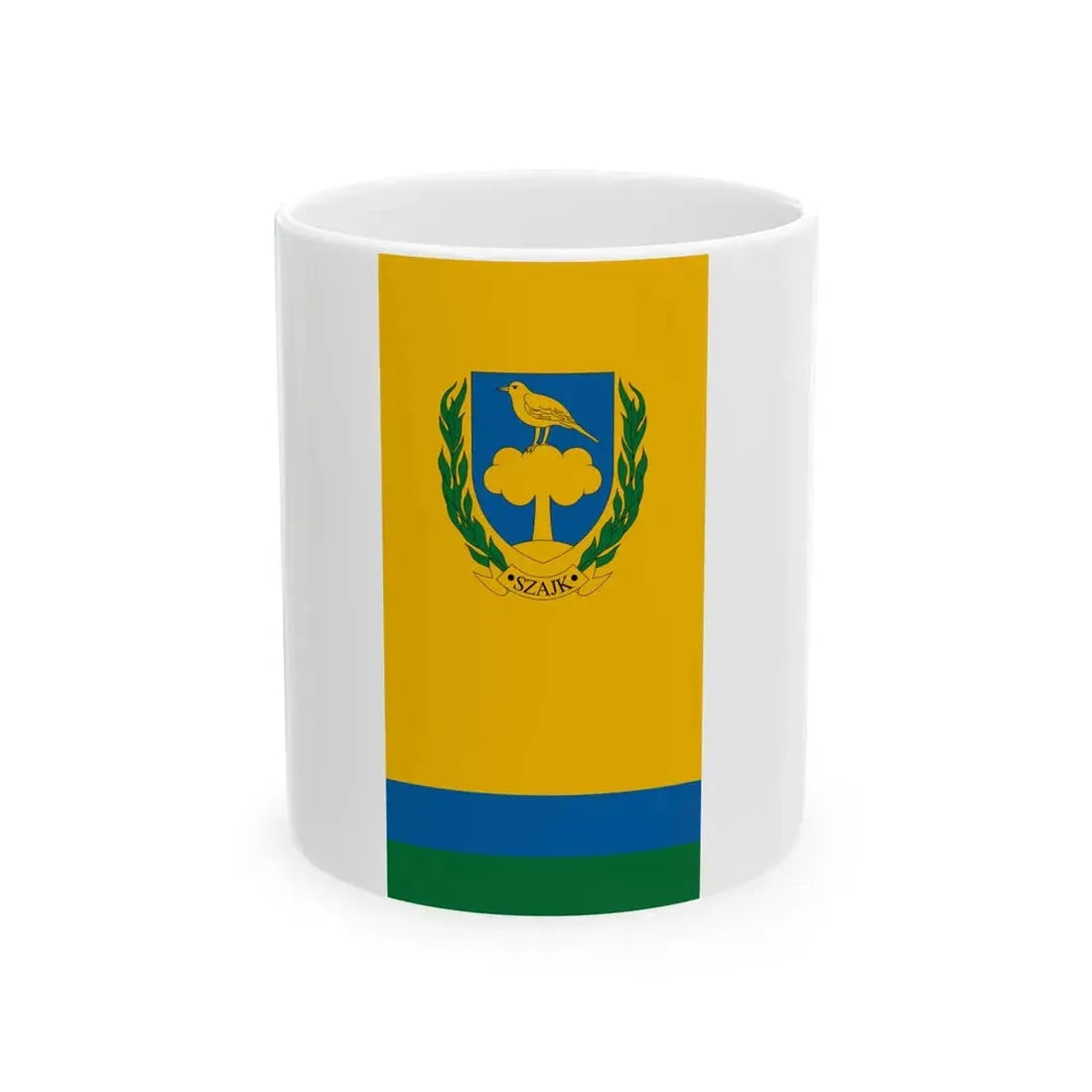 Flag of Szajk (Hungary) White Coffee Mug 11oz - Go Mug Yourself