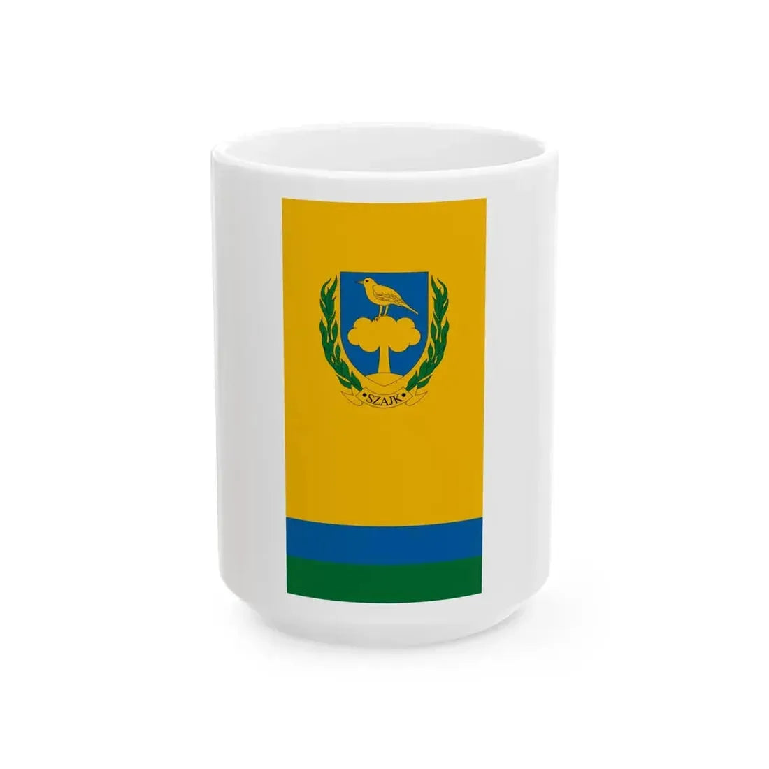 Flag of Szajk (Hungary) White Coffee Mug 15oz - Go Mug Yourself