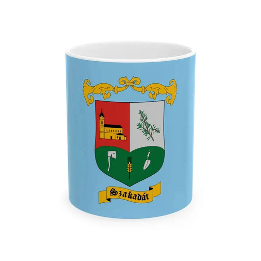 Flag of Szakadat (Hungary) White Coffee Mug 11oz - Go Mug Yourself