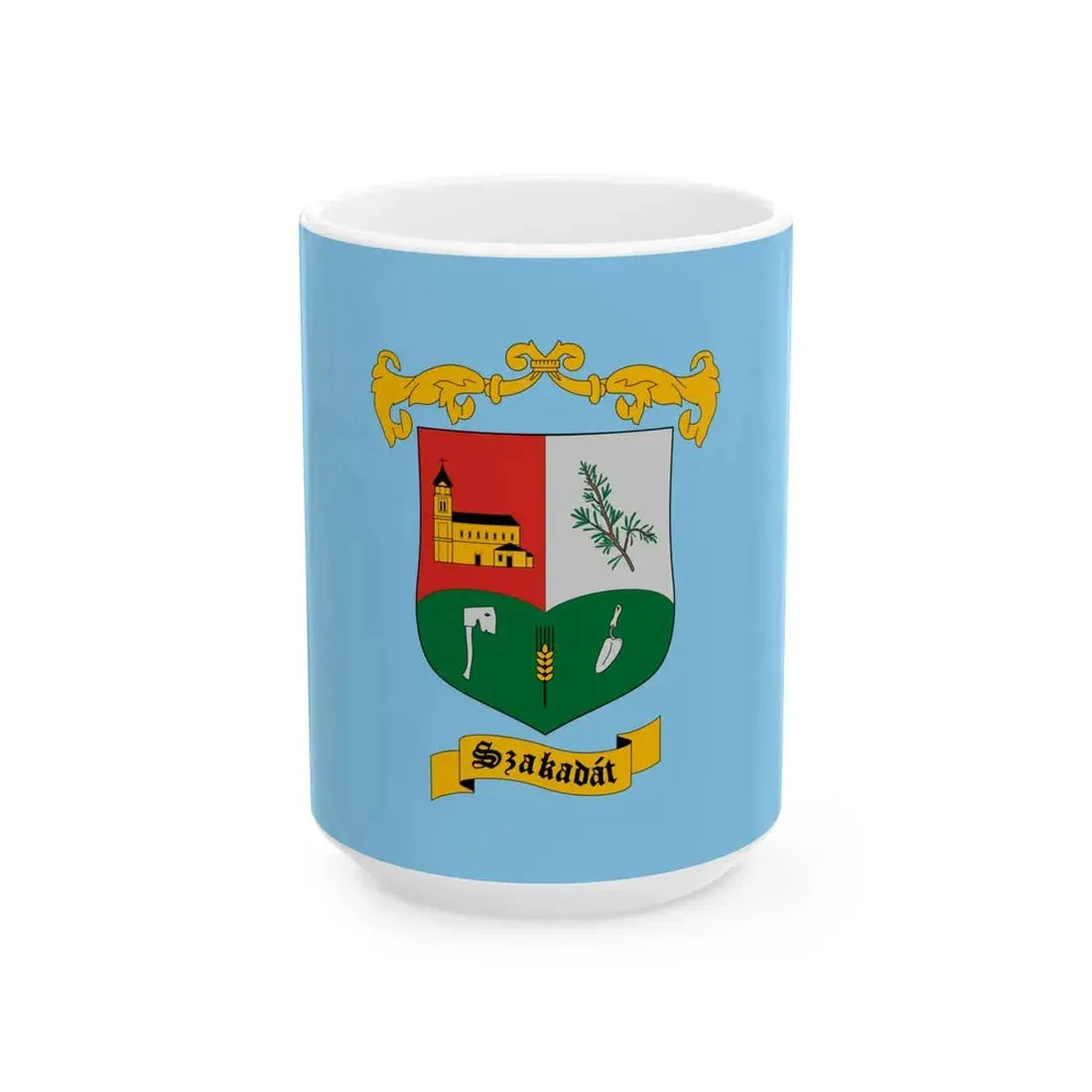 Flag of Szakadat (Hungary) White Coffee Mug 15oz - Go Mug Yourself