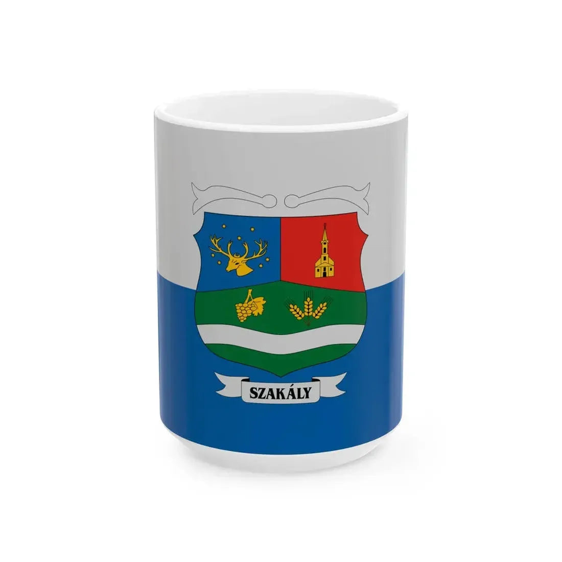 Flag of Szakaly (Hungary) White Coffee Mug 15oz - Go Mug Yourself
