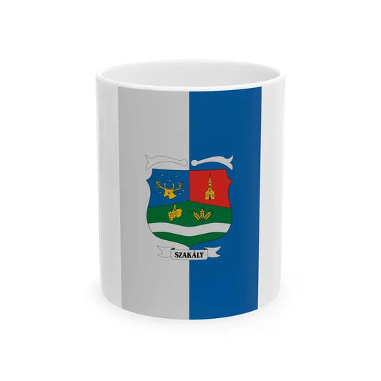 Flag of Szakaly vertical (Hungary) White Coffee Mug 11oz - Go Mug Yourself