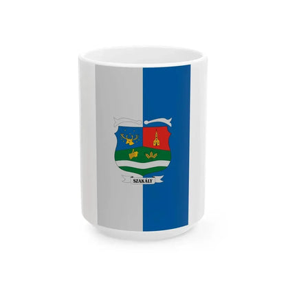 Flag of Szakaly vertical (Hungary) White Coffee Mug 15oz - Go Mug Yourself