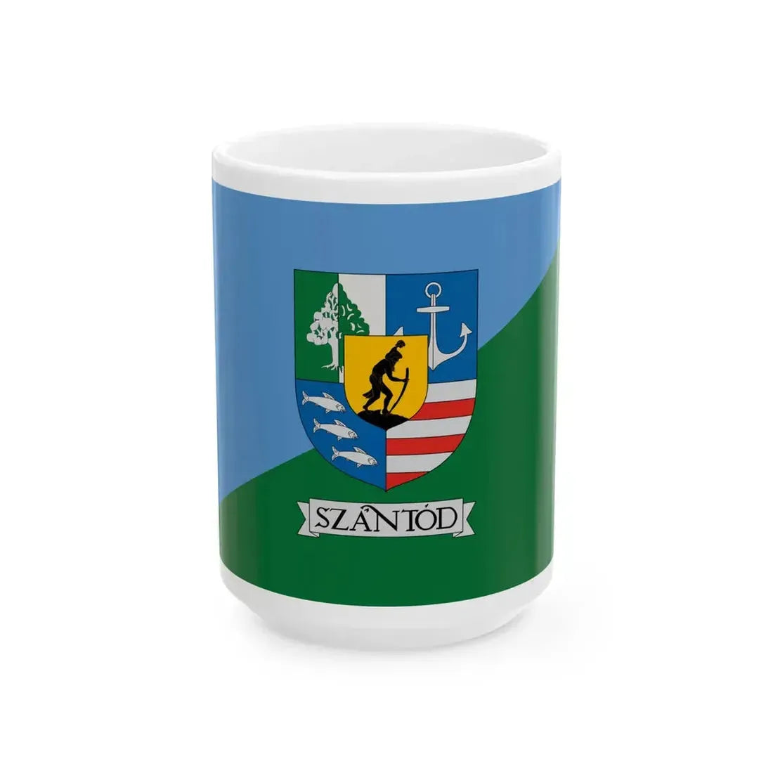 Flag of Szantod (Hungary) White Coffee Mug 15oz - Go Mug Yourself