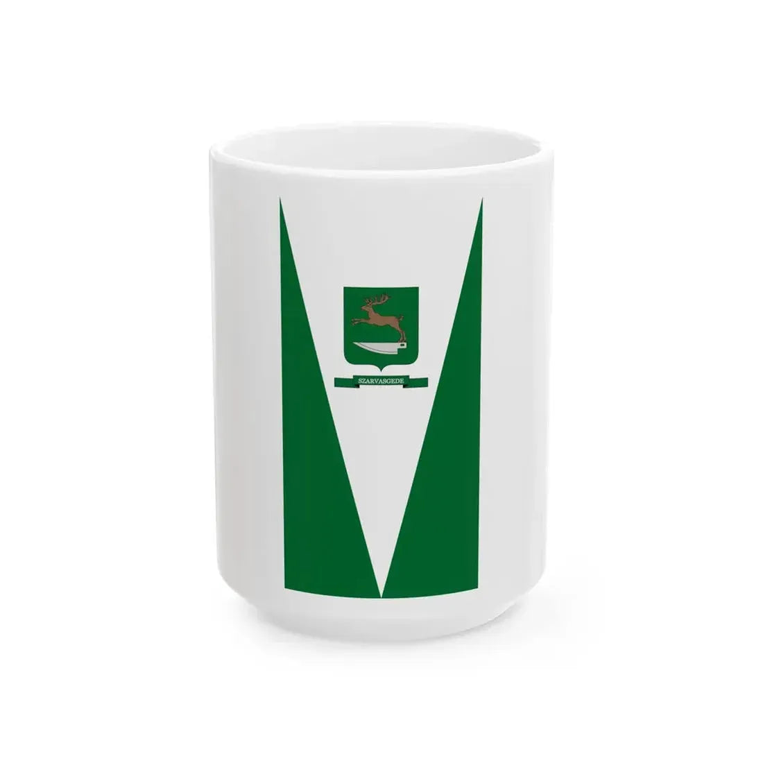Flag of Szarvasgede vertical (Hungary) White Coffee Mug 15oz - Go Mug Yourself