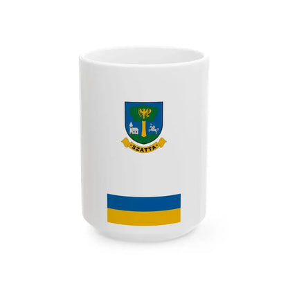 Flag of Szatta vertical (Hungary) White Coffee Mug 15oz - Go Mug Yourself
