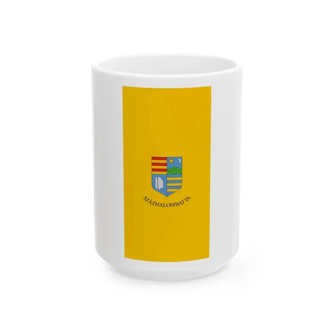 Flag of Szazhalombatta vertical (Hungary) White Coffee Mug 15oz - Go Mug Yourself