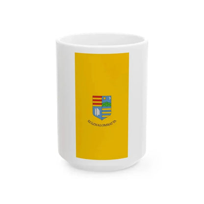Flag of Szazhalombatta vertical (Hungary) White Coffee Mug 15oz - Go Mug Yourself