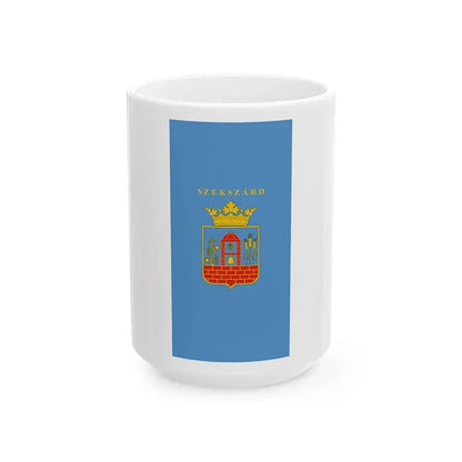 Flag of Szekszard vertical (Hungary) White Coffee Mug 15oz - Go Mug Yourself
