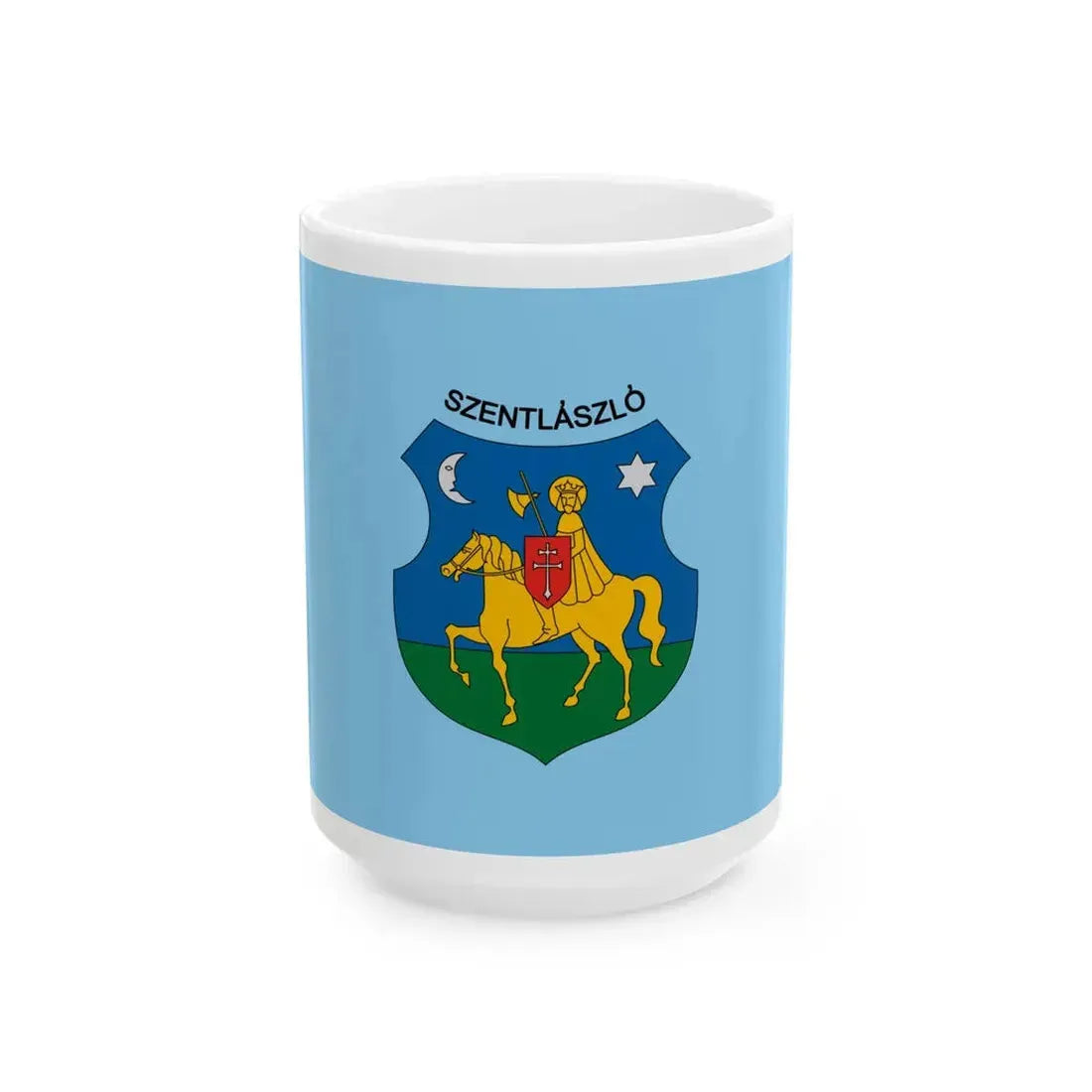 Flag of Szentlaszlo (Hungary) White Coffee Mug 15oz - Go Mug Yourself