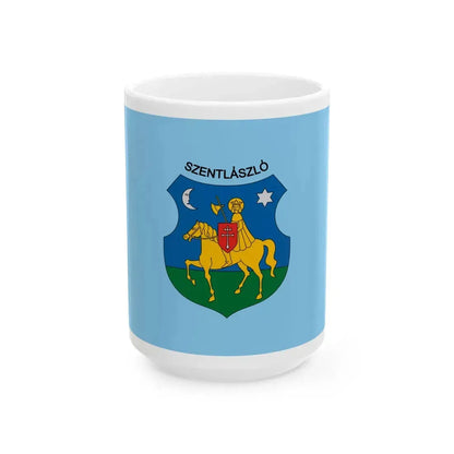 Flag of Szentlaszlo (Hungary) White Coffee Mug 15oz - Go Mug Yourself