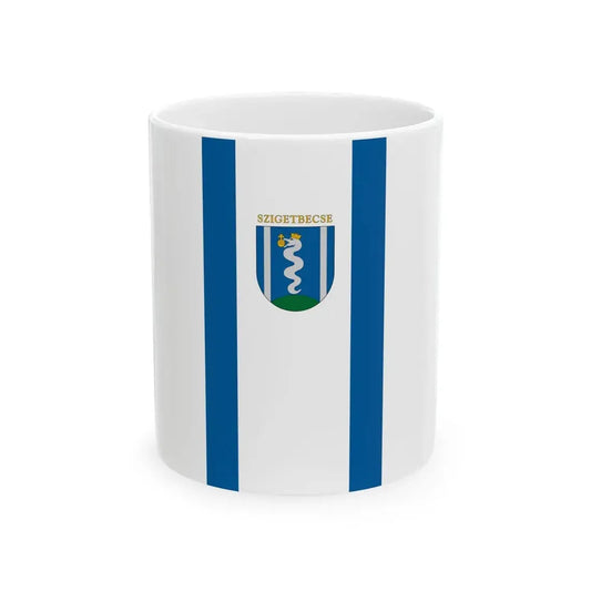 Flag of Szigetbecse vertical (Hungary) White Coffee Mug 11oz - Go Mug Yourself