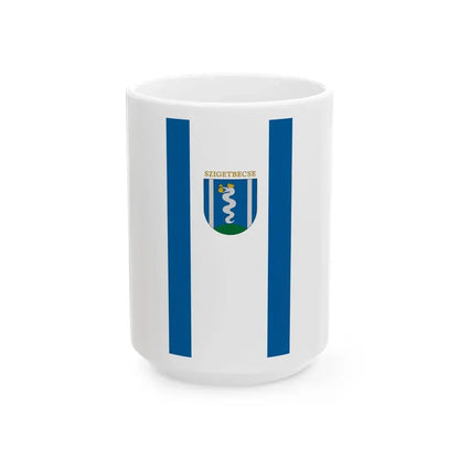 Flag of Szigetbecse vertical (Hungary) White Coffee Mug 15oz - Go Mug Yourself