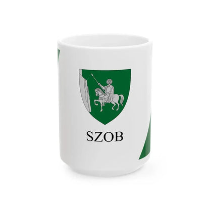 Flag of Szob (Hungary) White Coffee Mug 15oz - Go Mug Yourself
