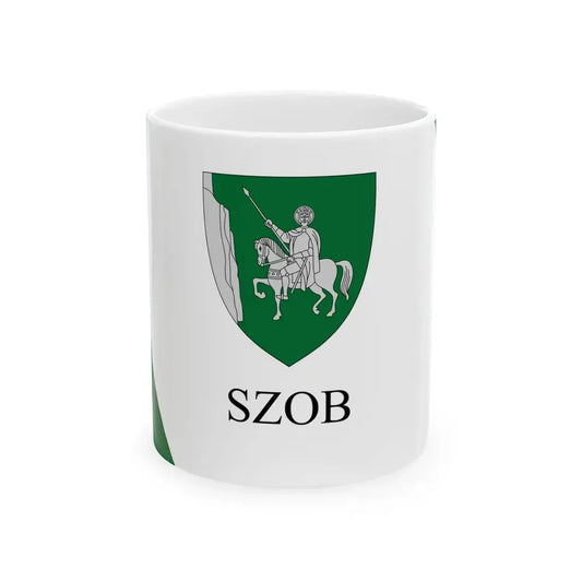 Flag of Szob reverse (Hungary) White Coffee Mug 11oz - Go Mug Yourself