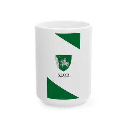 Flag of Szob vertical (Hungary) White Coffee Mug 15oz - Go Mug Yourself
