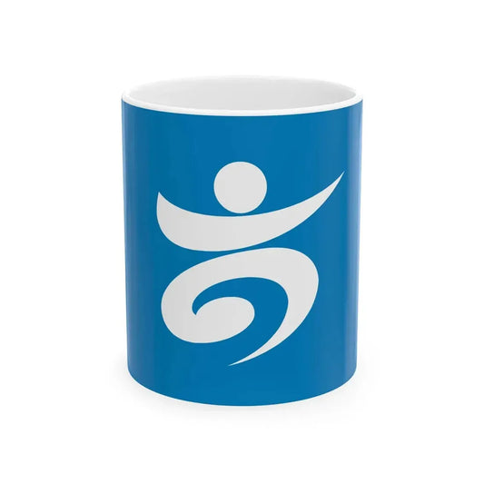 Flag of Takaoka Toyama Blue version (Japan) White Coffee Mug 11oz - Go Mug Yourself